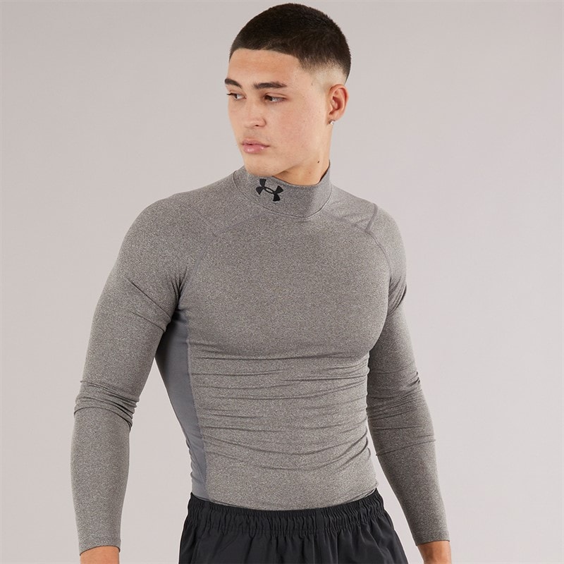 Under Armour Mens UA Cg Cold Gear Armour Compression Mock Charcoal Light Heather - Image 5