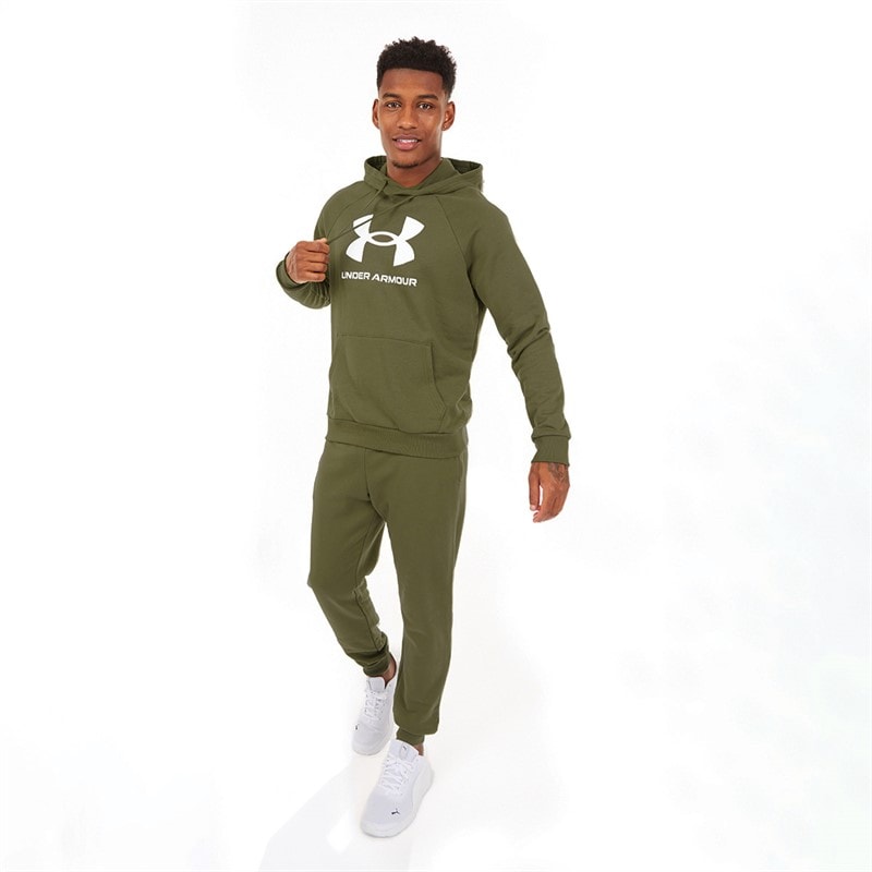 Under Armour Mens UA Rival Fleece Joggers Marine OD Green/White - Image 4