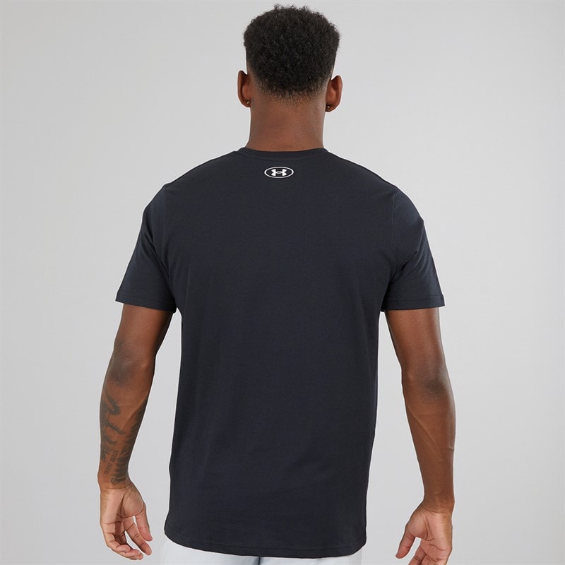 Under Armour Mens UA Sportstyle Logo Short Sleeve T-Shirt Black/White - Image 2