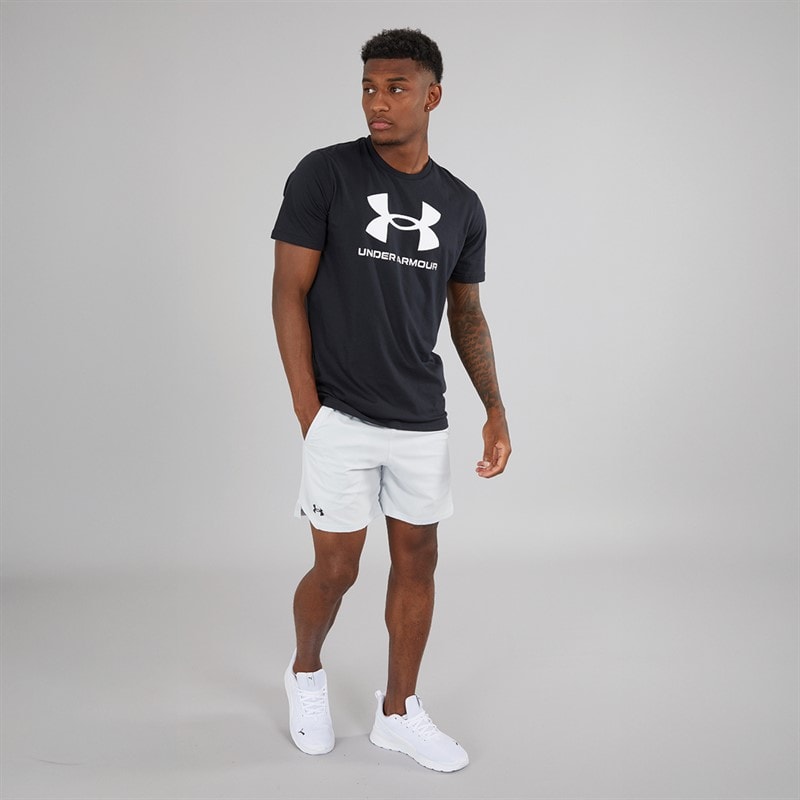 Under Armour Mens UA Sportstyle Logo Short Sleeve T-Shirt Black/White - Image 3
