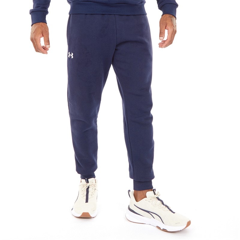 Under Armour Mens UA Rival Fleece Joggers Midnight Navy/White - Image 1