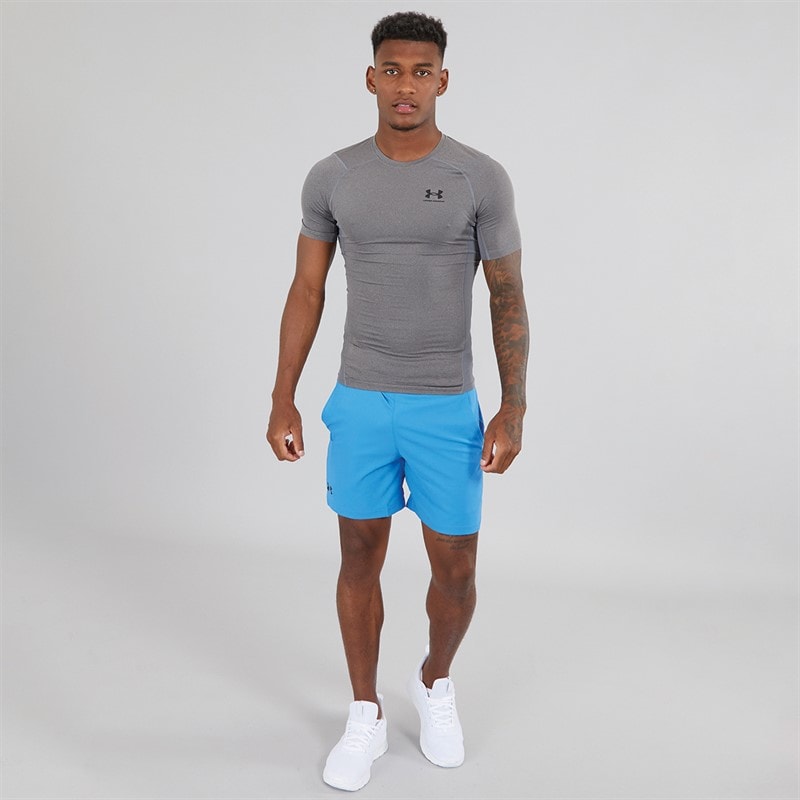 Under Armour Mens UA HG Heat Gear Armour Compression Short Sleeve Top Carbon Heather/Black - Image 4