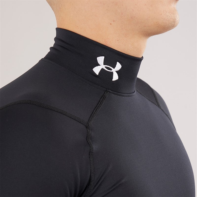 Under Armour Mens UA Cg Cold Gear Armour Compression Mock Black/White - Image 3