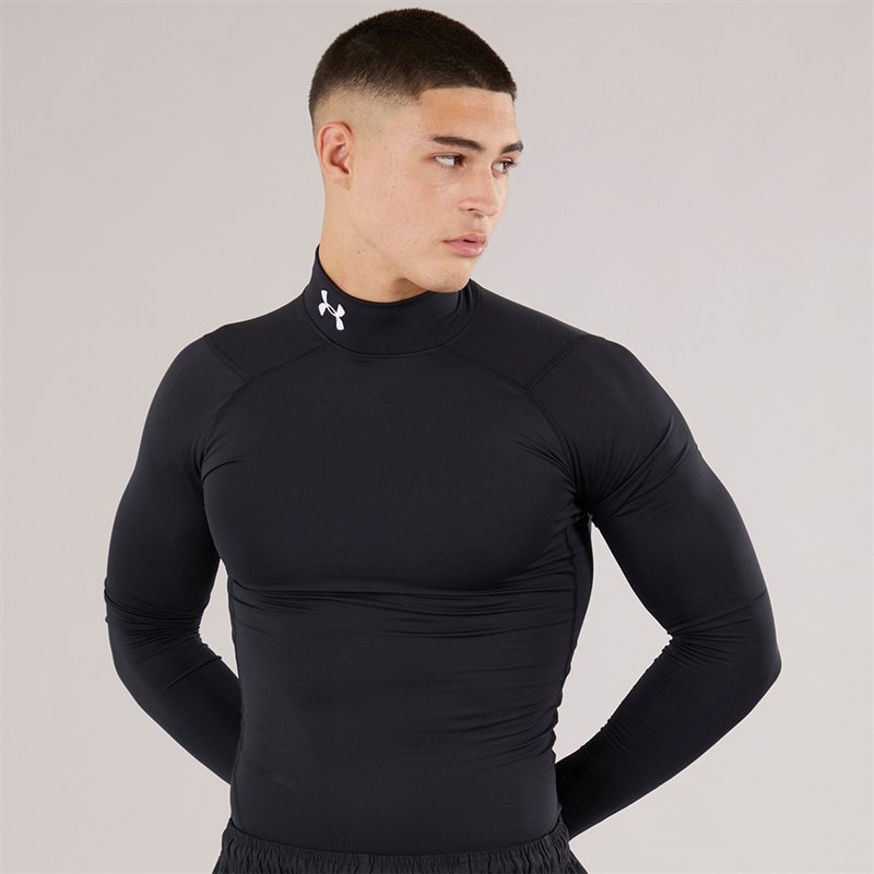 Under Armour Mens UA Cg Cold Gear Armour Compression Mock Black/White - Image 5