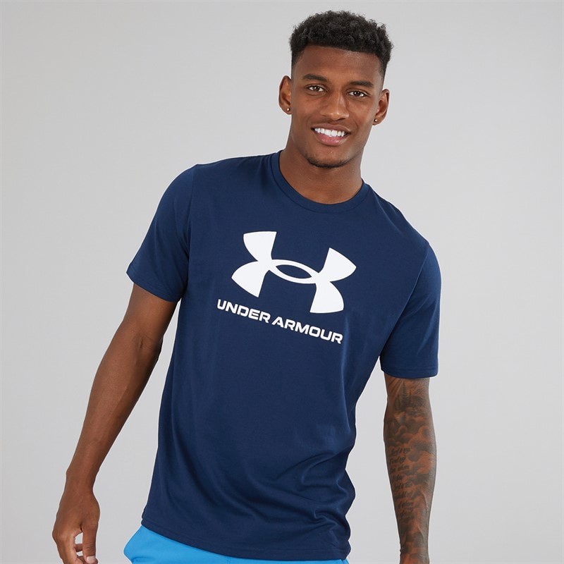 Under Armour Mens UA Sportstyle Logo Short Sleeve T-Shirt Academy/White - Image 1