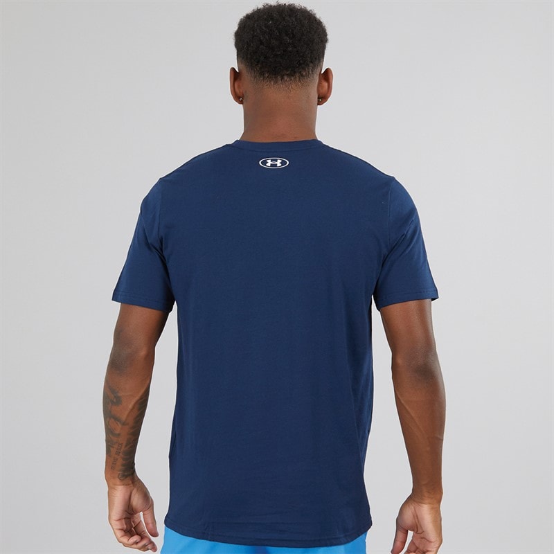 Under Armour Mens UA Sportstyle Logo Short Sleeve T-Shirt Academy/White - Image 2