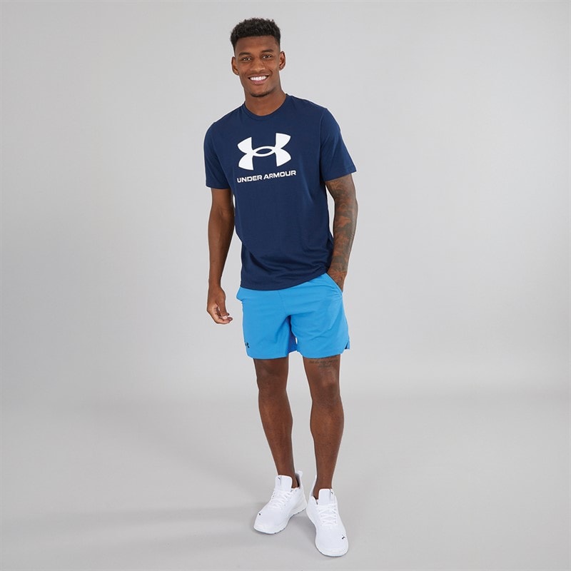 Under Armour Mens UA Sportstyle Logo Short Sleeve T-Shirt Academy/White - Image 3