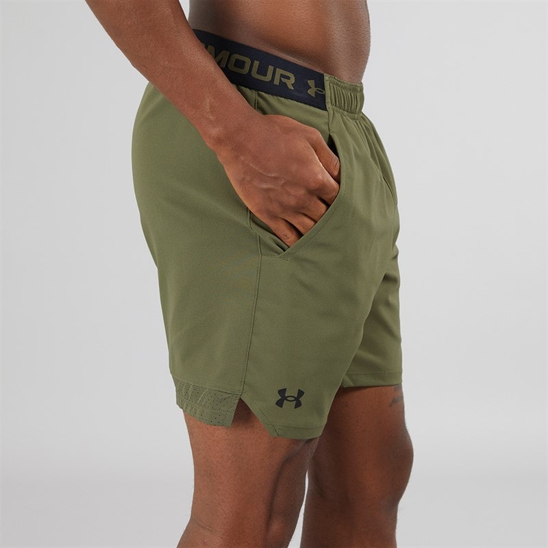 Under Armour Mens UA Vanish Woven 6 Inch Shorts Marine OD Green/Black - Image 2