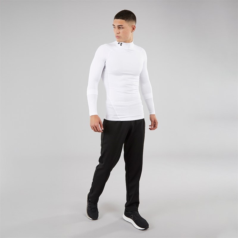 Under Armour Mens UA CG ColdGear Armour Compression Mock Top White/Black - Image 3