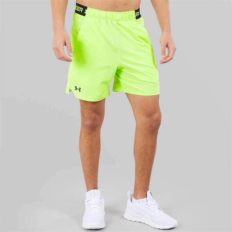 Under Armour Mens UA Vanish Woven 6 Inch Shorts Lumos Lime/Ultimate Black - Image 3