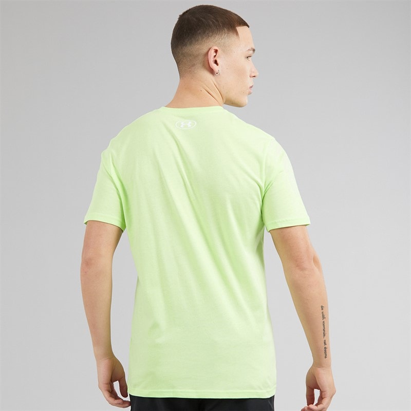 Under Armour Mens UA Sportstyle Left Chest Short Sleeve T-Shirt Lumos Lime/White - Image 2