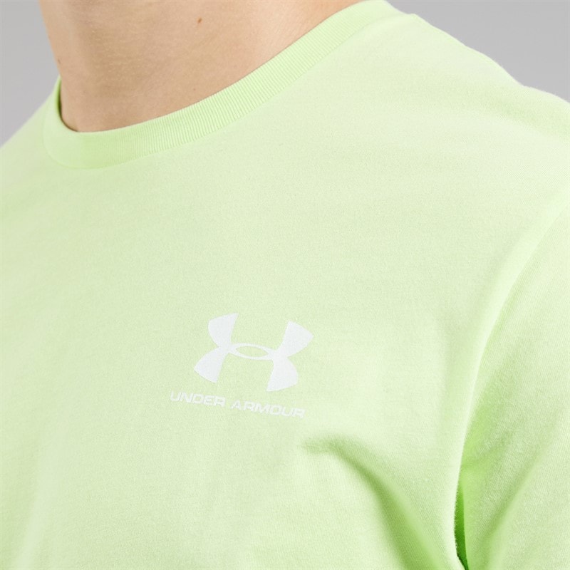 Under Armour Mens UA Sportstyle Left Chest Short Sleeve T-Shirt Lumos Lime/White - Image 3