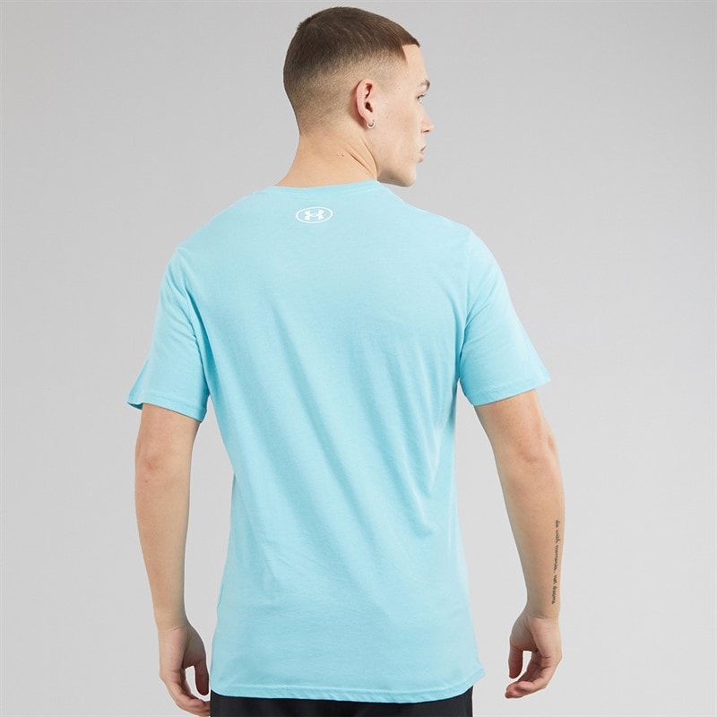 Under Armour Mens UA Sportstyle Left Chest Short Sleeve T-Shirt Blue Haze/White - Image 2