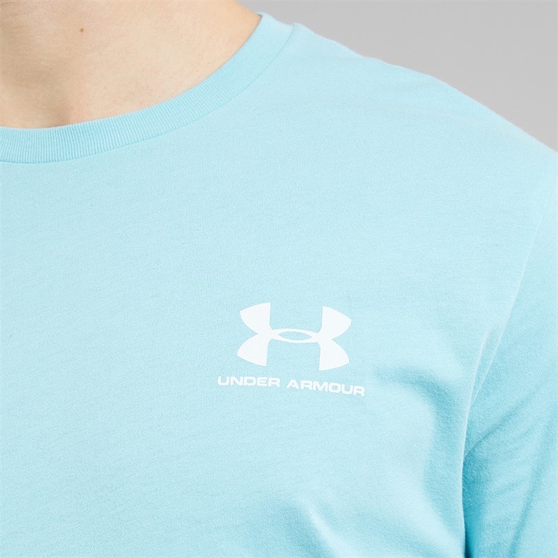 Under Armour Mens UA Sportstyle Left Chest Short Sleeve T-Shirt Blue Haze/White - Image 3