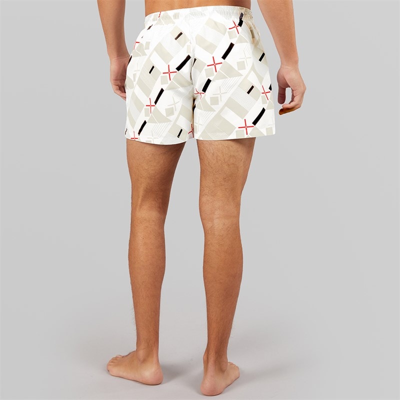 Umbro Mens Racer Swim Shorts White/Red - Image 2