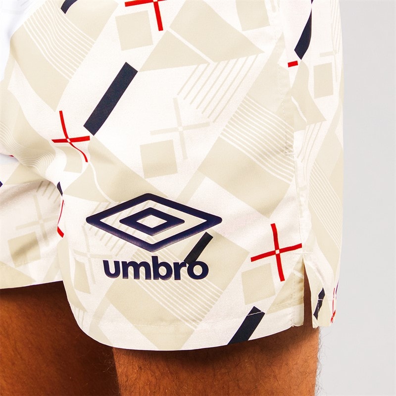 Umbro Mens Racer Swim Shorts White/Red - Image 3