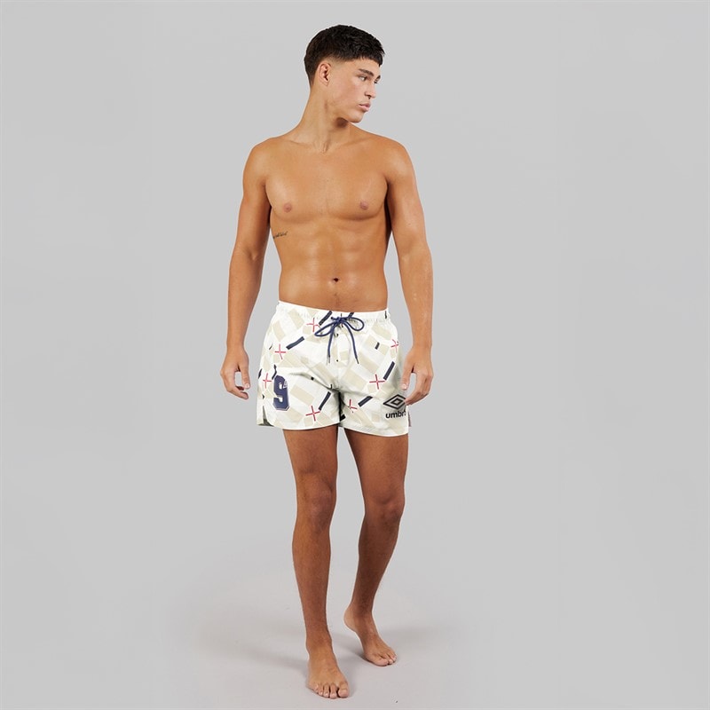 Umbro Mens Racer Swim Shorts White/Red - Image 4