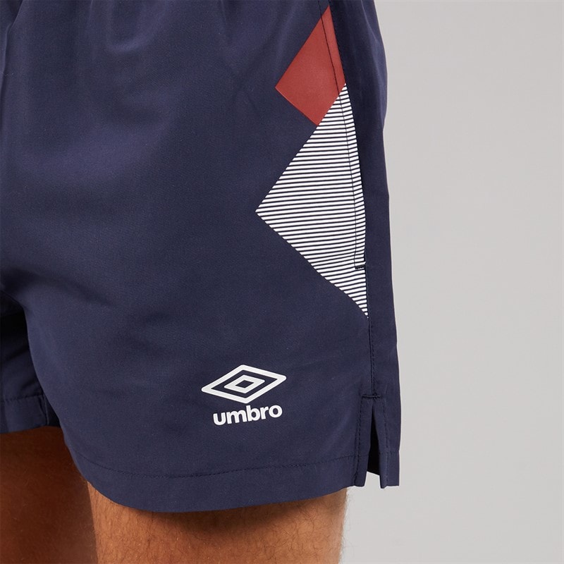Umbro Mens Olympico Swim Shorts Dark Navy/Vermillion/White - Image 3