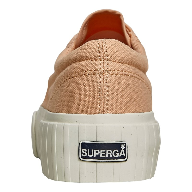 Superga Womens 2631 Stripe Platform Canvas Trainers Pink Peach/Avorio - Image 3