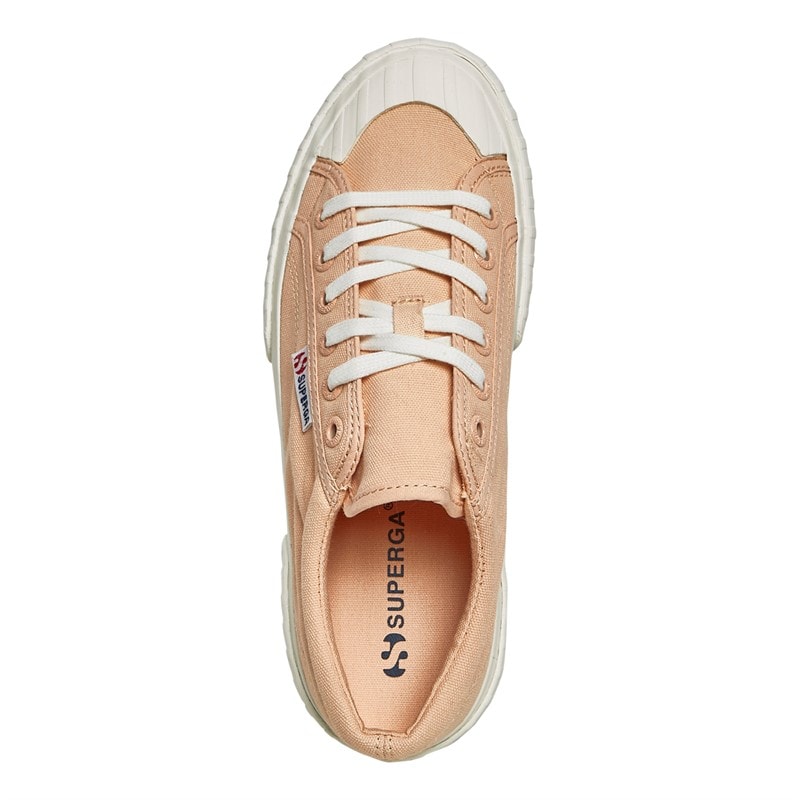 Superga Womens 2631 Stripe Platform Canvas Trainers Pink Peach/Avorio - Image 4