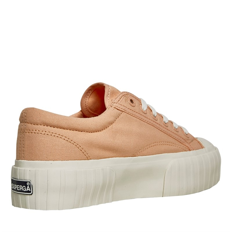 Superga Womens 2631 Stripe Platform Canvas Trainers Pink Peach/Avorio - Image 5