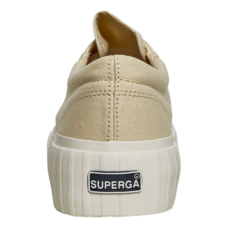 Superga Womens 2631 Stripe Platform Canvas Trainers Light Beige/ Eggshell/ Avorio - Image 3