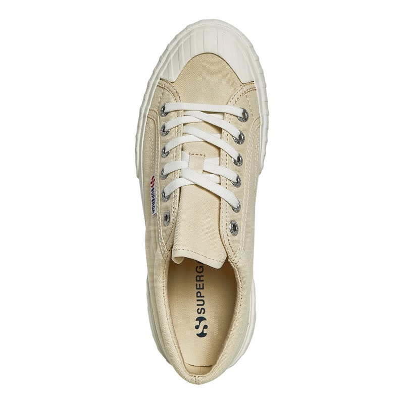 Superga Womens 2631 Stripe Platform Canvas Trainers Light Beige/ Eggshell/ Avorio - Image 4