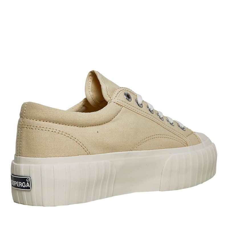 Superga Womens 2631 Stripe Platform Canvas Trainers Light Beige/ Eggshell/ Avorio - Image 5