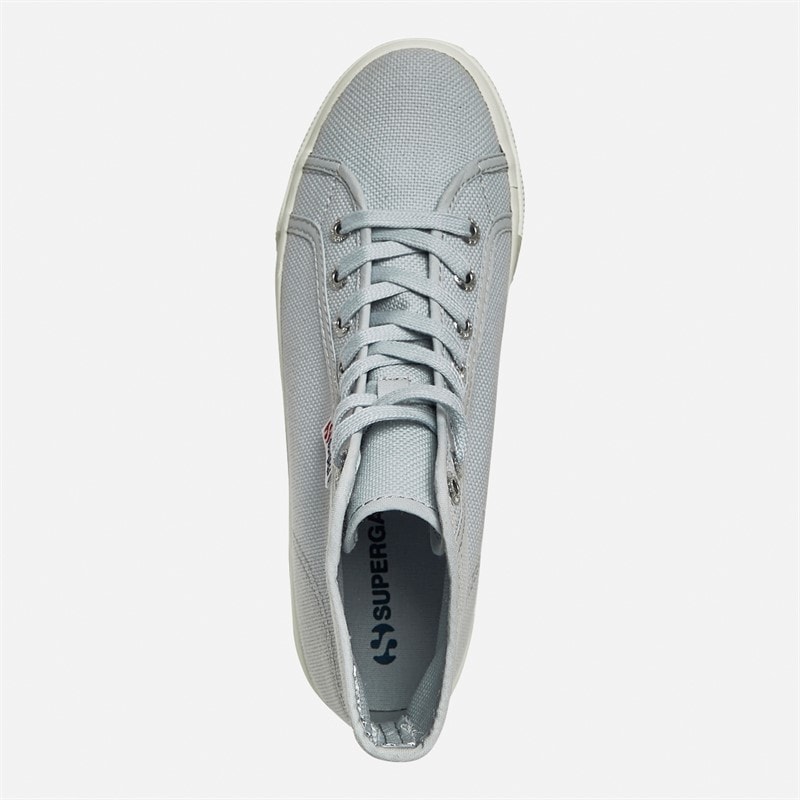Superga Womens 2708 Hi Top Canvas Trainers Grey Lilla/Avorio - Image 4
