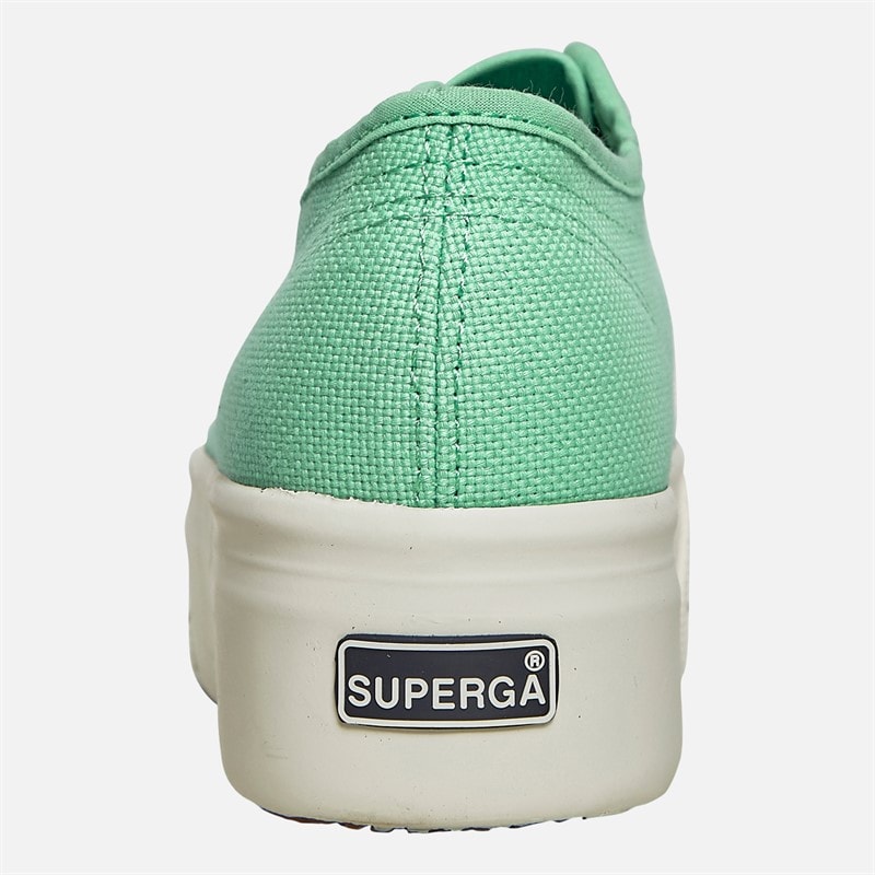 Superga Womens 2790 Cotw Linea Up And Down Canvas Trainers Green Water/Avorio - Image 3