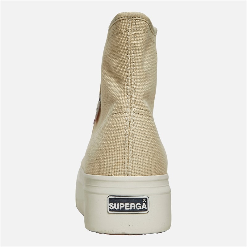 Superga Womens 2708 Hi Top Canvas Trainers Light Beige/Eggshell/Avorio - Image 3