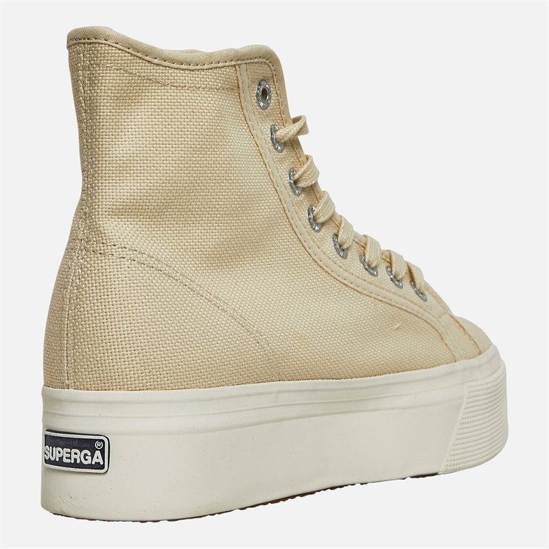 Superga Womens 2708 Hi Top Canvas Trainers Light Beige/Eggshell/Avorio - Image 5