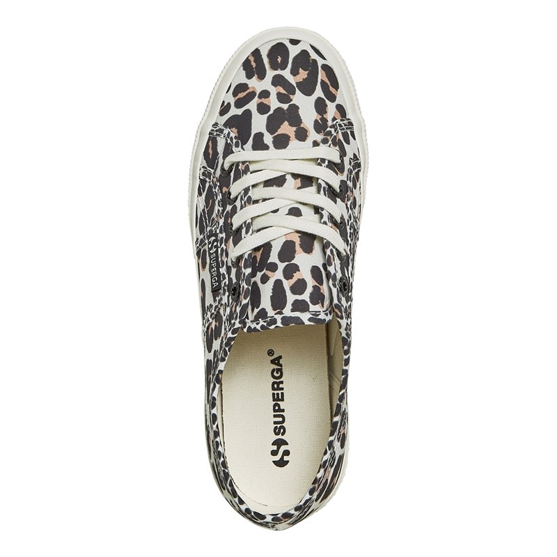 Superga Womens 2750 Print Canvas Trainers Light Beige Leopard/Avorio - Image 4