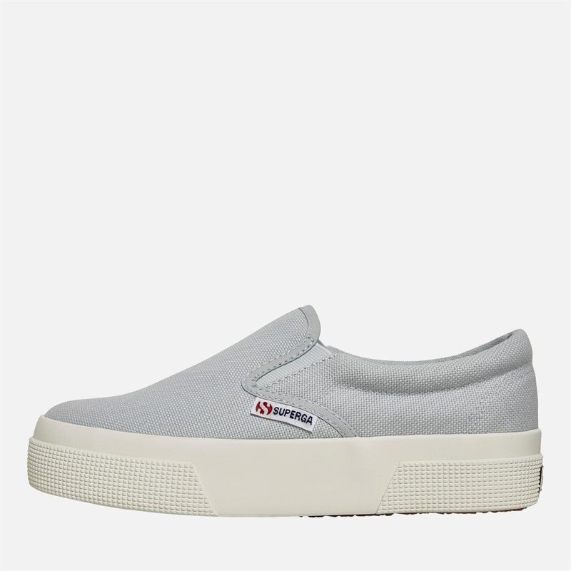 Superga Womens 2740 Platform Slip-On Canvas Trainers Grey Lilla/Avorio