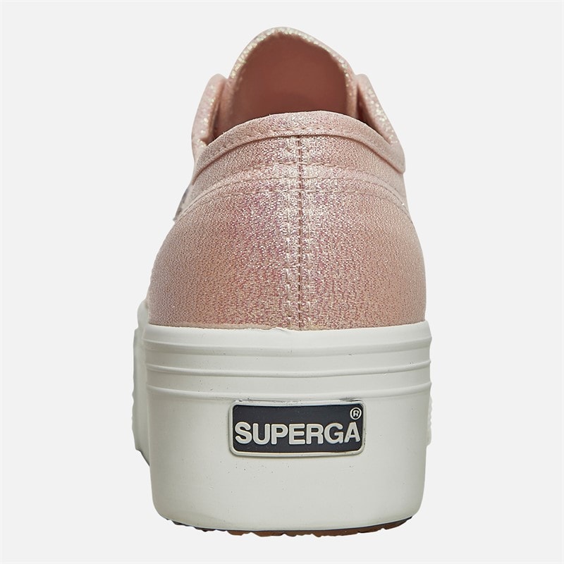 Superga Womens 2790 Lame Platform Canvas Trainers Pinkish Iridescent - Image 3