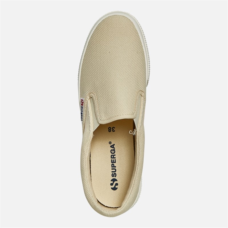 Superga Womens 2740 Platform Slip-On Canvas Trainers Light Beige/Eggshell/Avorio - Image 4