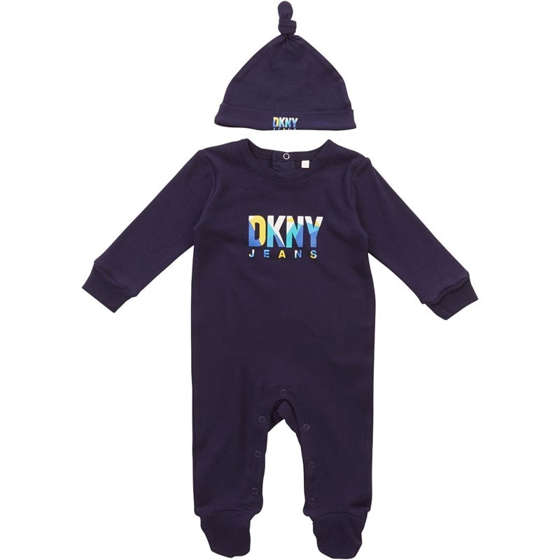 DKNY Jeans Baby Boys Outfit With Knotted Hat Set Navy - Image 1