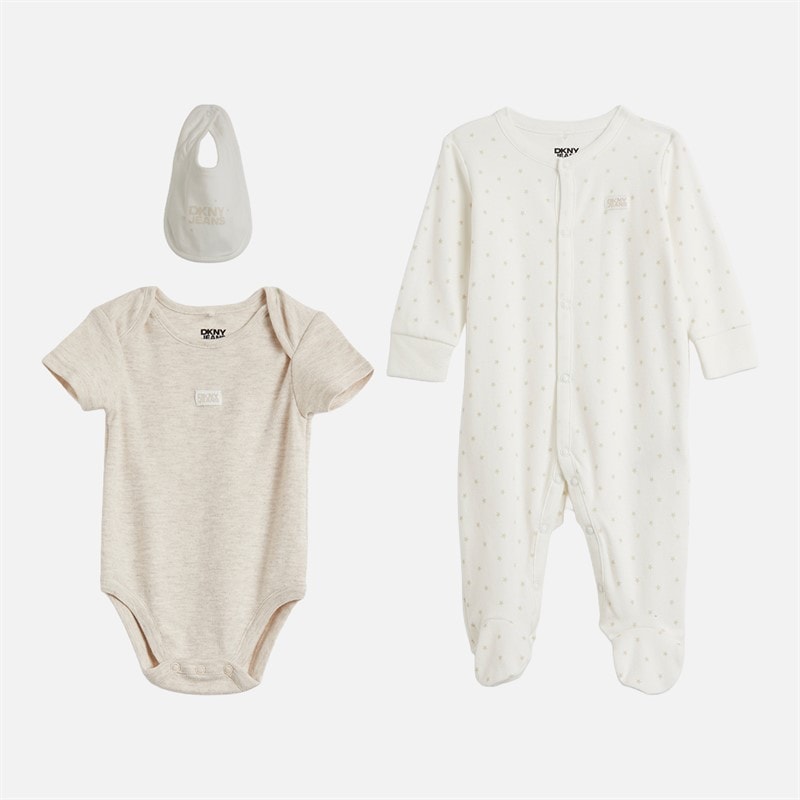 DKNY Jeans Infant Three Piece Babygrow Gift Set Multi