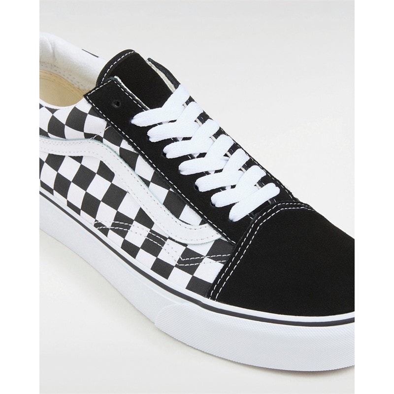 Vans Womens Old Skool Checkerboard Platform Trainers Black/True White - Image 3