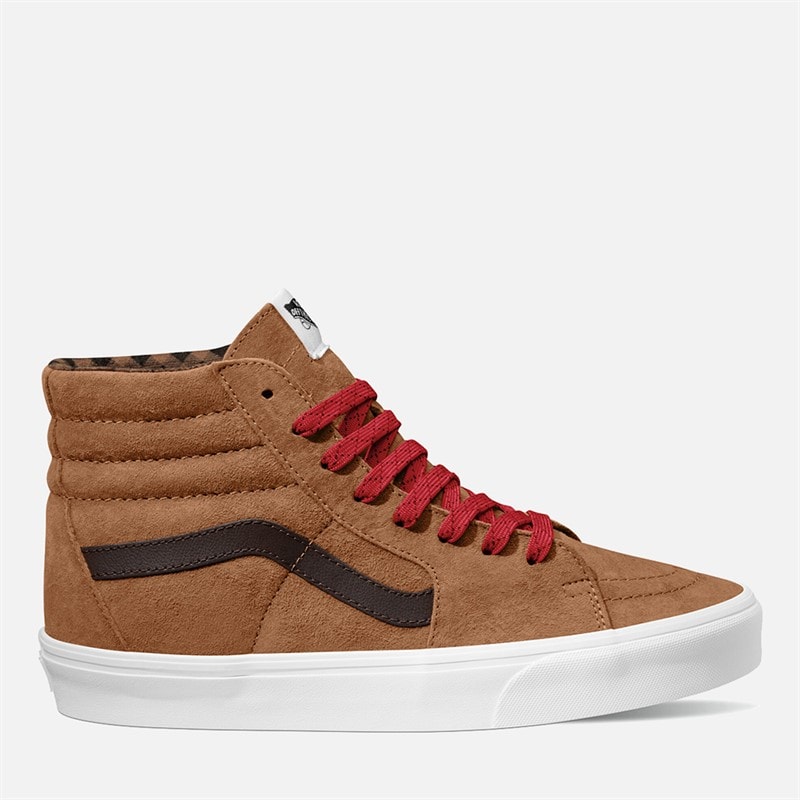 Vans SK8-Hi Pig Suede Plaid Trainers Glazed Ginger - Image 1