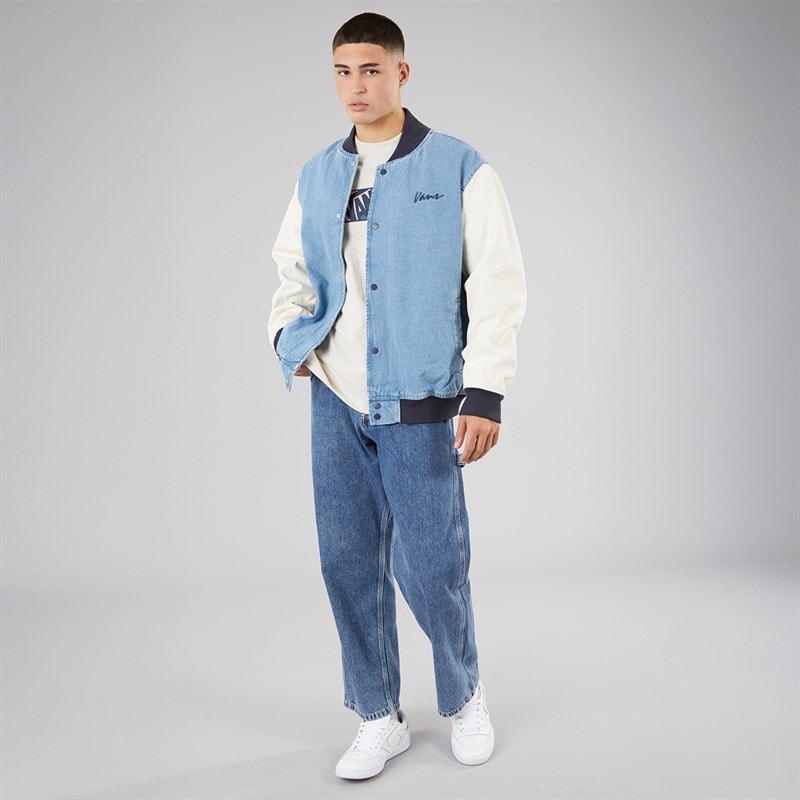 Vans Mens Denim Baseball Jacket Stonewash/Blue - Image 4