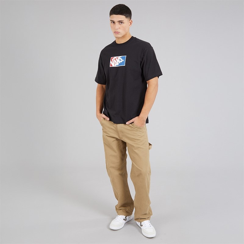 Vans Mens Original Standards Bloc Logo T-Shirt Black/Racing Red - Image 4