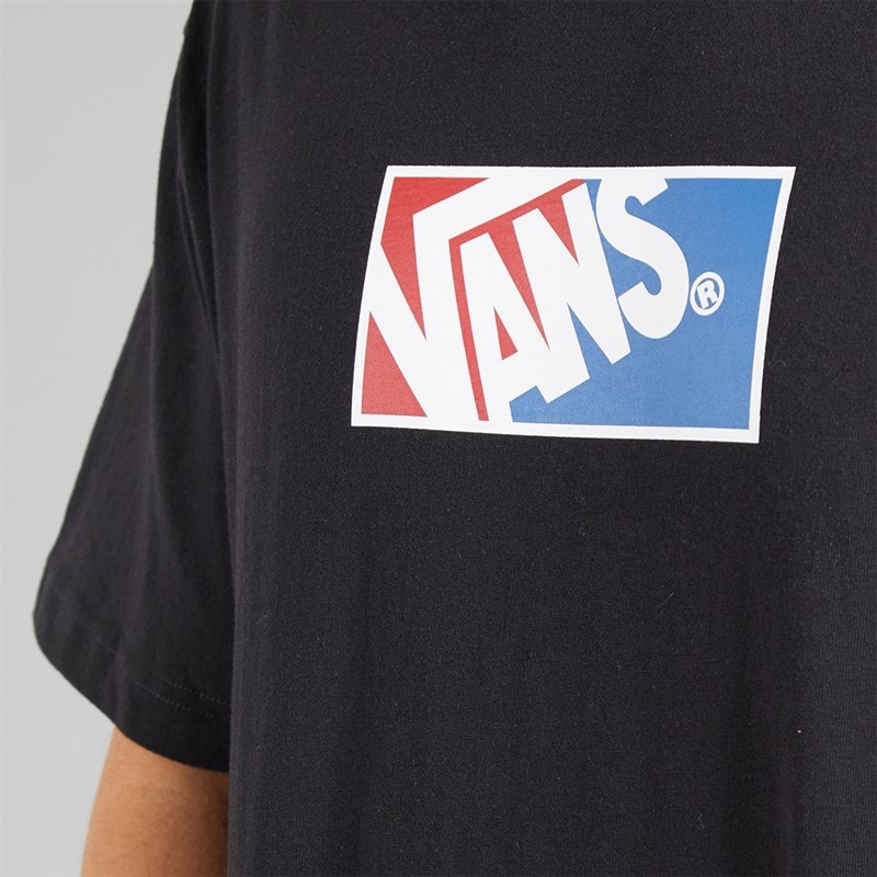 Vans Mens Original Standards Bloc Logo T-Shirt Black/Racing Red - Image 5
