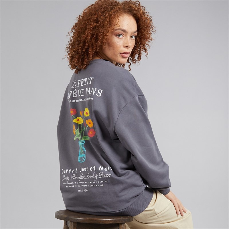 Vans Womens Cafe Graphic Sweatshirt Asphalt - Image 1