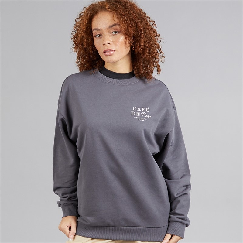 Vans Womens Cafe Graphic Sweatshirt Asphalt - Image 2