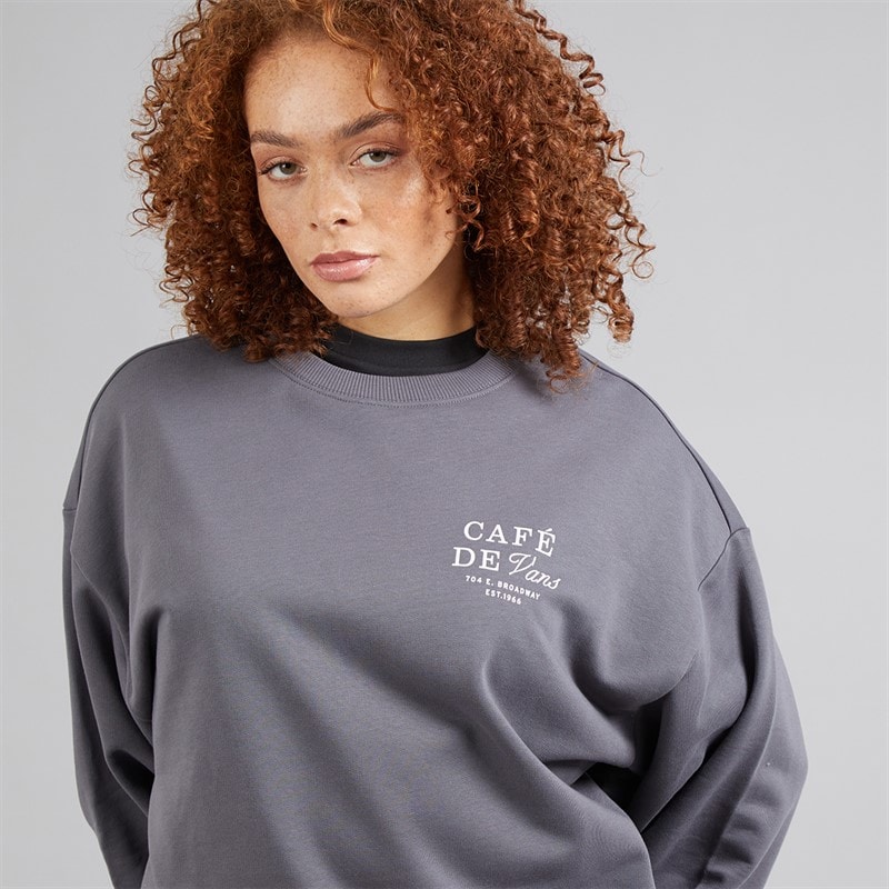 Vans Womens Cafe Graphic Sweatshirt Asphalt - Image 5