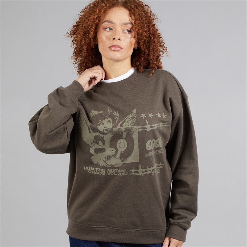 Vans Womens Earthbound Graphic Sweatshirt Coal Brown - Image 1