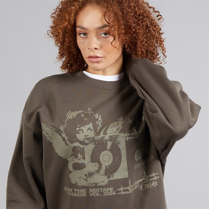 Vans Womens Earthbound Graphic Sweatshirt Coal Brown - Image 3