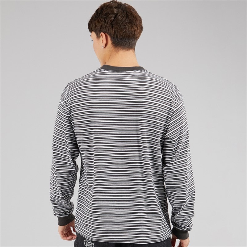 Vans Mens Wesley Stripe Long Sleeve Knitted Top Faded Black/Drizzle - Image 2
