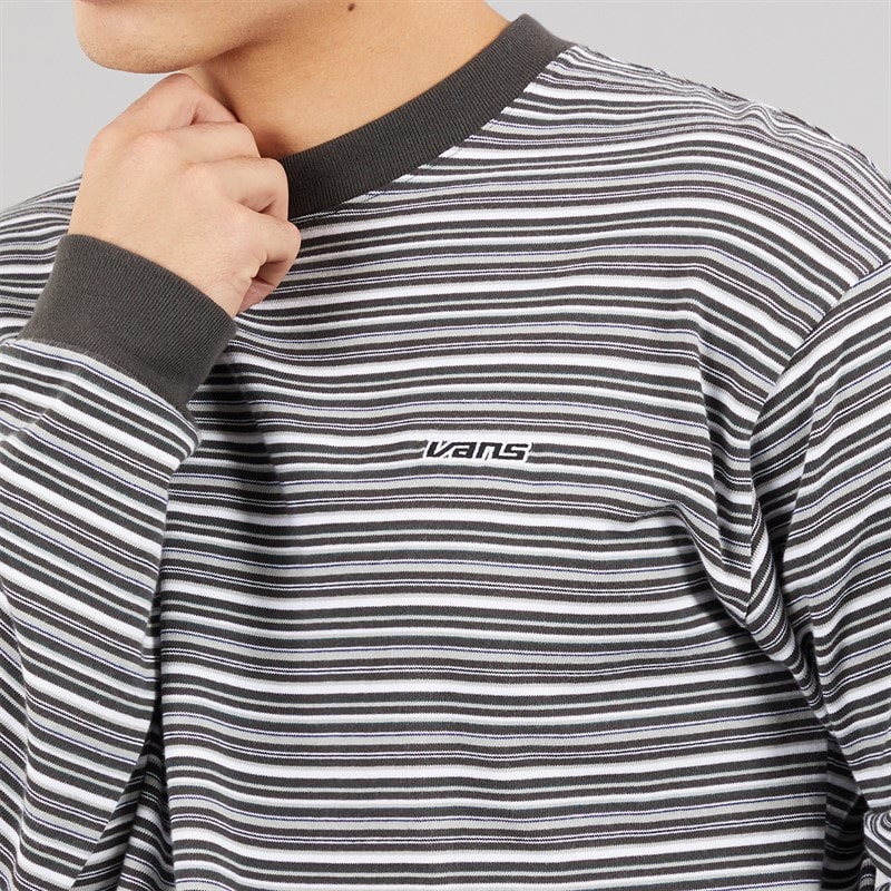 Vans Mens Wesley Stripe Long Sleeve Knitted Top Faded Black/Drizzle - Image 3